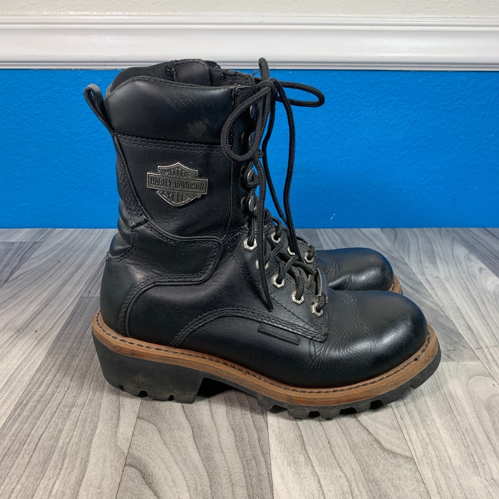 Harley Davidson Men's Tyson Logger Black Motorcycle Boots (D95188) Size 8.5 M